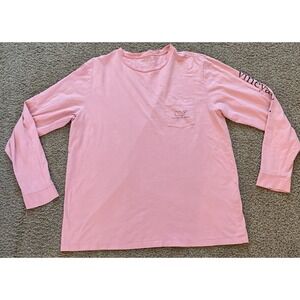 Vineyard Vines Men's Pink Long Sleeve T Shirt Whale Size Large